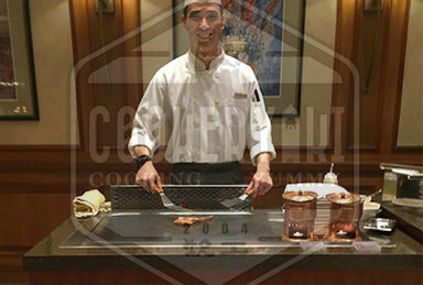 Mesa móvil de Teppanyaki con encimera de mármol pequeña